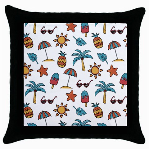 Summer Pineapple Fruit Tropical Throw Pillow Case (Black) from ArtsNow.com Front