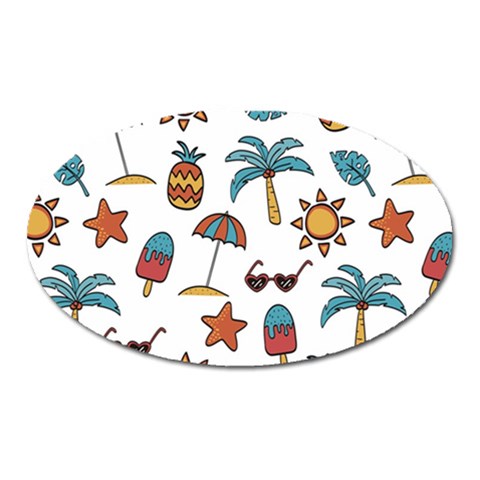 Summer Pineapple Fruit Tropical Oval Magnet from ArtsNow.com Front