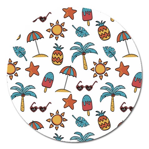 Summer Pineapple Fruit Tropical Magnet 5  (Round) from ArtsNow.com Front