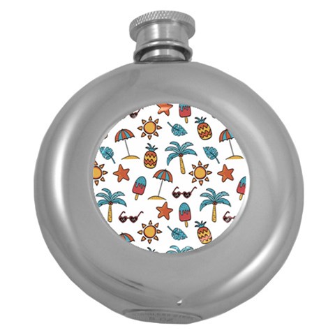 Summer Pineapple Fruit Tropical Round Hip Flask (5 oz) from ArtsNow.com Front