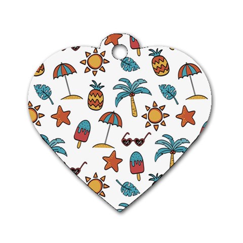 Summer Pineapple Fruit Tropical Dog Tag Heart (Two Sides) from ArtsNow.com Front