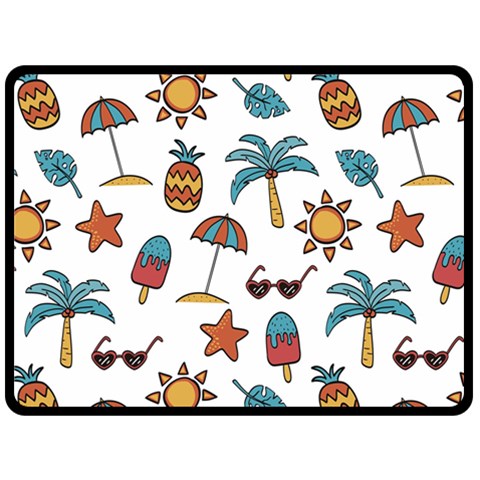 Summer Pineapple Fruit Tropical Fleece Blanket (Large) from ArtsNow.com 80 x60  Blanket Front