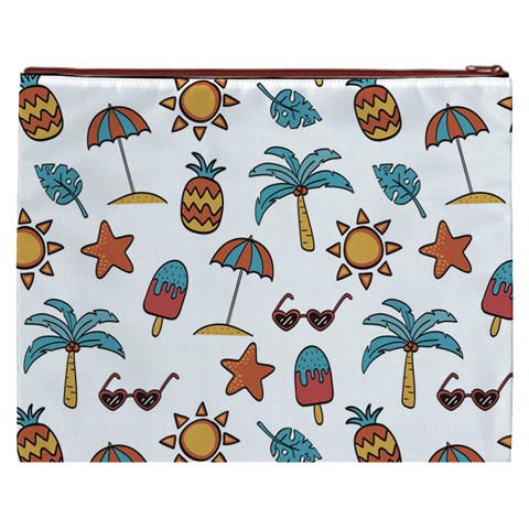 Summer Pineapple Fruit Tropical Cosmetic Bag (XXXL) from ArtsNow.com Back