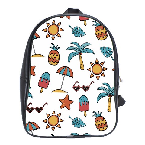 Summer Pineapple Fruit Tropical School Bag (XL) from ArtsNow.com Front