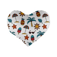 Summer Pineapple Fruit Tropical Standard 16  Premium Heart Shape Cushions from ArtsNow.com Back