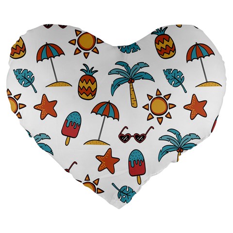 Summer Pineapple Fruit Tropical Large 19  Premium Heart Shape Cushions from ArtsNow.com Front