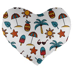 Summer Pineapple Fruit Tropical Large 19  Premium Heart Shape Cushions from ArtsNow.com Front