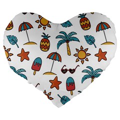 Summer Pineapple Fruit Tropical Large 19  Premium Heart Shape Cushions from ArtsNow.com Back