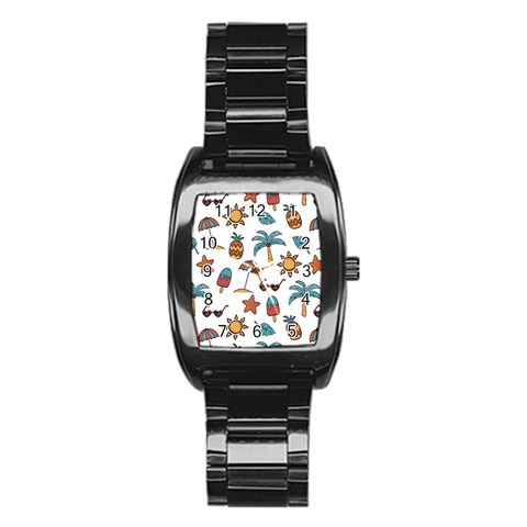 Summer Pineapple Fruit Tropical Stainless Steel Barrel Watch from ArtsNow.com Front