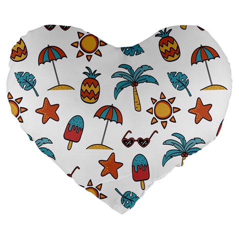 Summer Pineapple Fruit Tropical Large 19  Premium Flano Heart Shape Cushions from ArtsNow.com Front