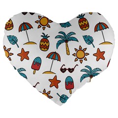 Summer Pineapple Fruit Tropical Large 19  Premium Flano Heart Shape Cushions from ArtsNow.com Front