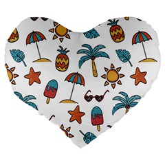 Summer Pineapple Fruit Tropical Large 19  Premium Flano Heart Shape Cushions from ArtsNow.com Back