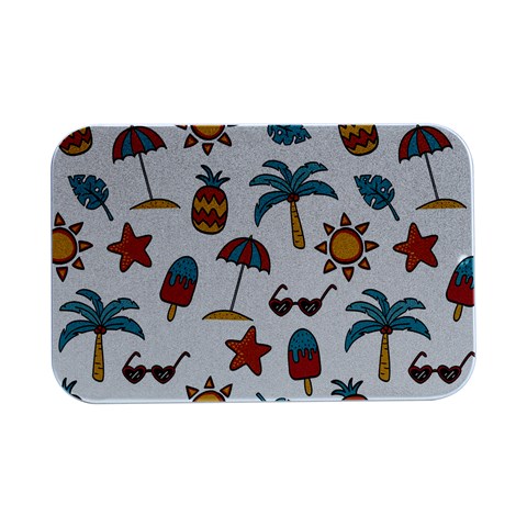 Summer Pineapple Fruit Tropical Open Lid Metal Box (Silver)   from ArtsNow.com Front