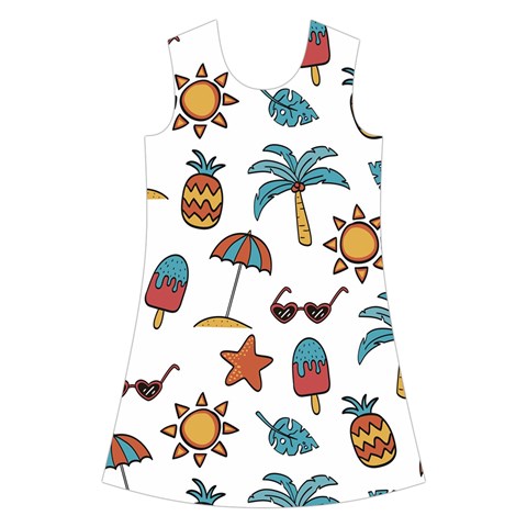 Summer Pineapple Fruit Tropical Kids  Short Sleeve Velvet Dress from ArtsNow.com Front