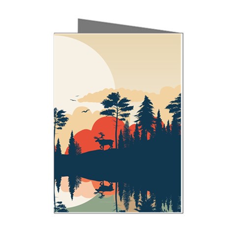 Summer Lake Forest Sunset Deer Water Mini Greeting Cards (Pkg of 8) from ArtsNow.com Left