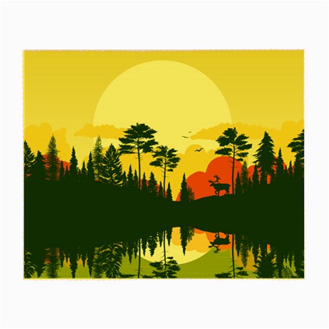 Summer Lake Forest Sunset Deer Water Small Glasses Cloth from ArtsNow.com Front