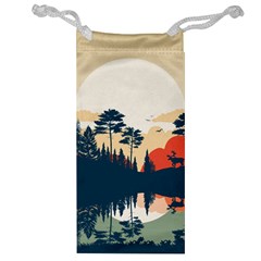 Summer Lake Forest Sunset Deer Water Jewelry Bag from ArtsNow.com Front