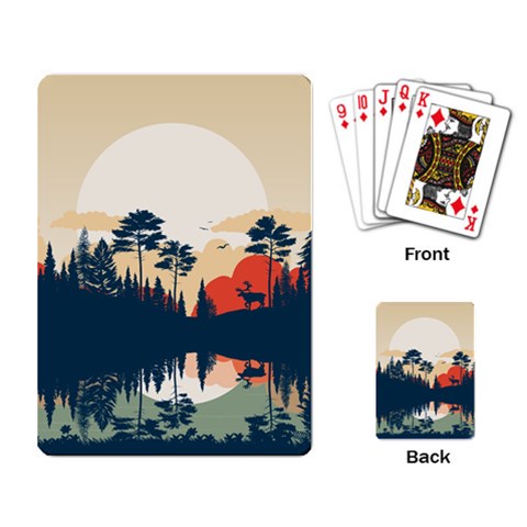 Summer Lake Forest Sunset Deer Water Playing Cards Single Design (Rectangle) from ArtsNow.com Back