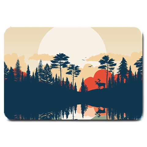 Summer Lake Forest Sunset Deer Water Large Doormat from ArtsNow.com 30 x20  Door Mat