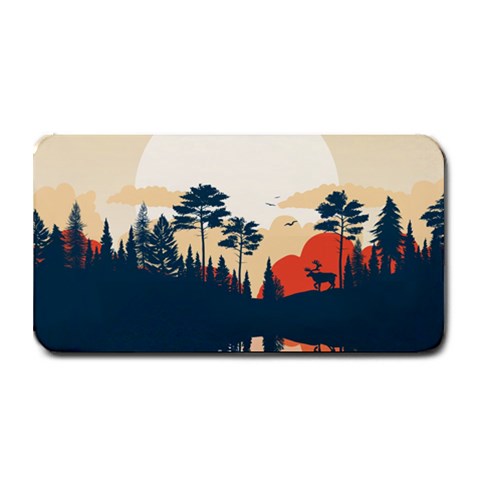 Summer Lake Forest Sunset Deer Water Medium Bar Mat from ArtsNow.com 16 x8.5  Bar Mat