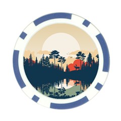 Summer Lake Forest Sunset Deer Water Poker Chip Card Guard (10 pack) from ArtsNow.com Front