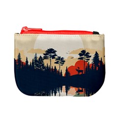 Summer Lake Forest Sunset Deer Water Mini Coin Purse from ArtsNow.com Front