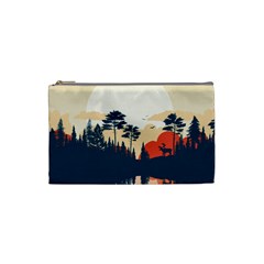 Summer Lake Forest Sunset Deer Water Cosmetic Bag (Small) from ArtsNow.com Front