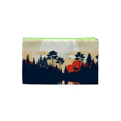 Summer Lake Forest Sunset Deer Water Cosmetic Bag (Small) from ArtsNow.com Back