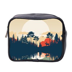 Summer Lake Forest Sunset Deer Water Mini Toiletries Bag (Two Sides) from ArtsNow.com Front