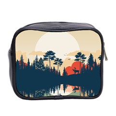 Summer Lake Forest Sunset Deer Water Mini Toiletries Bag (Two Sides) from ArtsNow.com Back