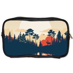 Summer Lake Forest Sunset Deer Water Toiletries Bag (Two Sides) from ArtsNow.com Front