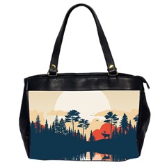 Summer Lake Forest Sunset Deer Water Oversize Office Handbag (2 Sides) from ArtsNow.com Front