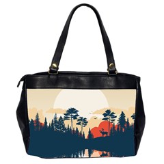 Summer Lake Forest Sunset Deer Water Oversize Office Handbag (2 Sides) from ArtsNow.com Back