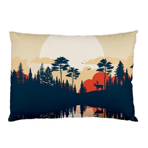 Summer Lake Forest Sunset Deer Water Pillow Case (Two Sides) from ArtsNow.com Front