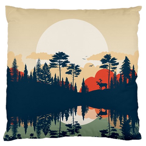 Summer Lake Forest Sunset Deer Water Large Cushion Case (Two Sides) from ArtsNow.com Front