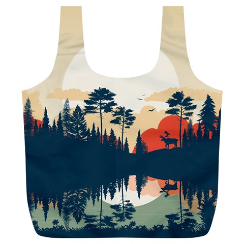 Summer Lake Forest Sunset Deer Water Full Print Recycle Bag (XL) from ArtsNow.com Front