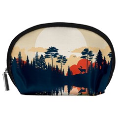 Summer Lake Forest Sunset Deer Water Accessory Pouch (Large) from ArtsNow.com Front