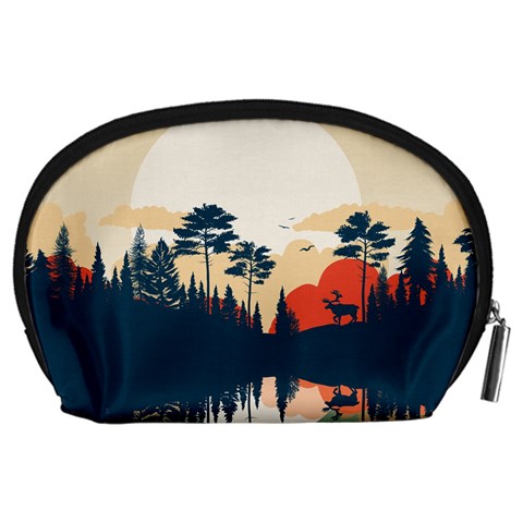 Summer Lake Forest Sunset Deer Water Accessory Pouch (Large) from ArtsNow.com Back