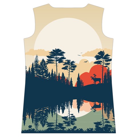 Summer Lake Forest Sunset Deer Water Women s Basketball Tank Top from ArtsNow.com Back