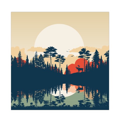 Summer Lake Forest Sunset Deer Water Duvet Cover Double Side (Full/ Double Size) from ArtsNow.com Front