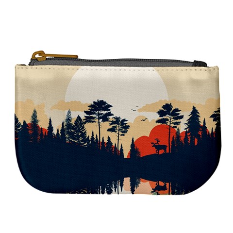 Summer Lake Forest Sunset Deer Water Large Coin Purse from ArtsNow.com Front