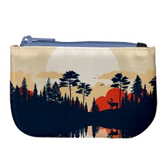 Summer Lake Forest Sunset Deer Water Large Coin Purse from ArtsNow.com Front