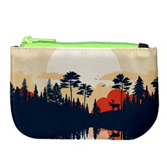 Summer Lake Forest Sunset Deer Water Large Coin Purse from ArtsNow.com Front