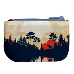 Summer Lake Forest Sunset Deer Water Large Coin Purse from ArtsNow.com Back