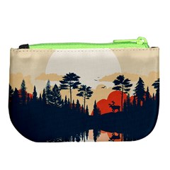 Summer Lake Forest Sunset Deer Water Large Coin Purse from ArtsNow.com Back