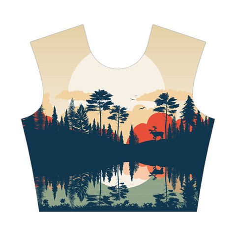 Summer Lake Forest Sunset Deer Water Cotton Crop Top from ArtsNow.com Front