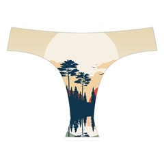 Summer Lake Forest Sunset Deer Water Cross Back Hipster Bikini Set from ArtsNow.com Front Under