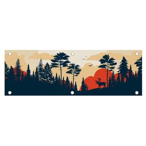 Summer Lake Forest Sunset Deer Water Banner and Sign 6  x 2  from ArtsNow.com Front