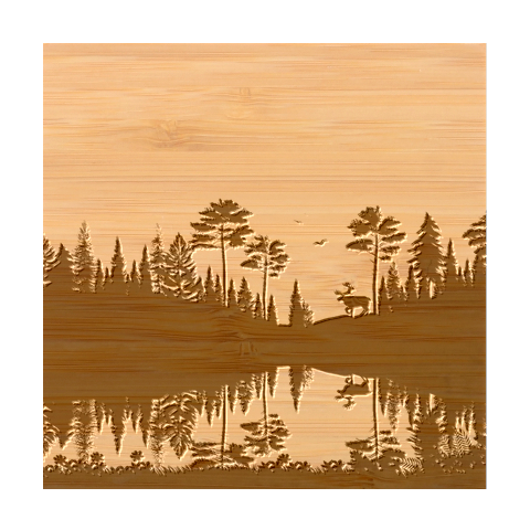 Summer Lake Forest Sunset Deer Water Bamboo Coaster Set from ArtsNow.com Coaster 1