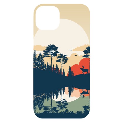 Summer Lake Forest Sunset Deer Water iPhone 14 Plus Black UV Print Case from ArtsNow.com Front